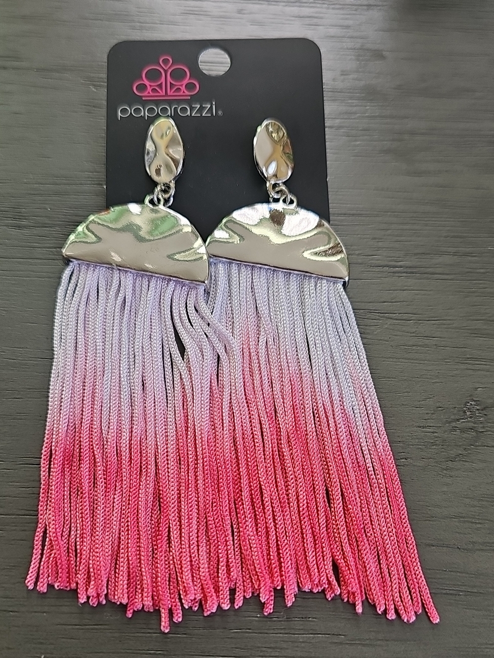paparazzi Lilac-to-Pink Ombre Tassel Drop Earrings
